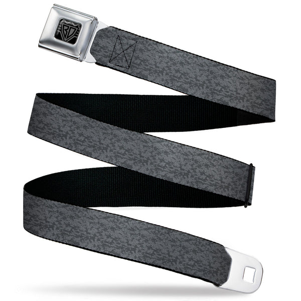 Buckle-Down BD Wings Logo CLOSE-UP Black/Silver Seatbelt Belt - Heather2 Grays Webbing