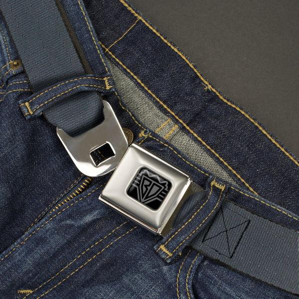 Buckle-Down BD Wings Logo CLOSE-UP Black/Silver Seatbelt Belt - Black Panel Webbing