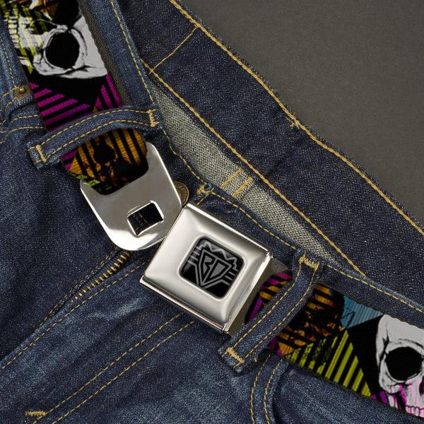 Buckle-Down BD Wings Logo CLOSE-UP Black/Silver Seatbelt Belt - Skull CAT Scan/Striped Diamonds Black/Multi Color/Grays Webbing