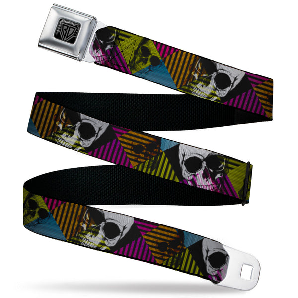 Buckle-Down BD Wings Logo CLOSE-UP Black/Silver Seatbelt Belt - Skull CAT Scan/Striped Diamonds Black/Multi Color/Grays Webbing
