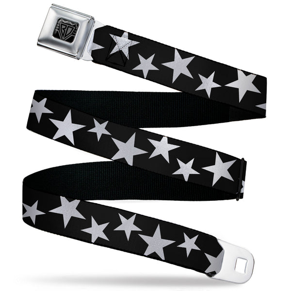 Buckle-Down BD Wings Logo CLOSE-UP Black/Silver Seatbelt Belt - Multi Stars Black/White/Black/White Outline Webbing