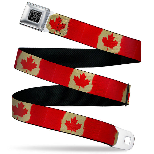 Buckle-Down BD Wings Logo CLOSE-UP Black/Silver Seatbelt Belt - Canada Flag Painted Webbing