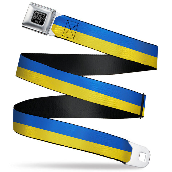 Buckle-Down BD Wings Logo CLOSE-UP Black/Silver Seatbelt Belt - Ukraine Flag Continuous Webbing