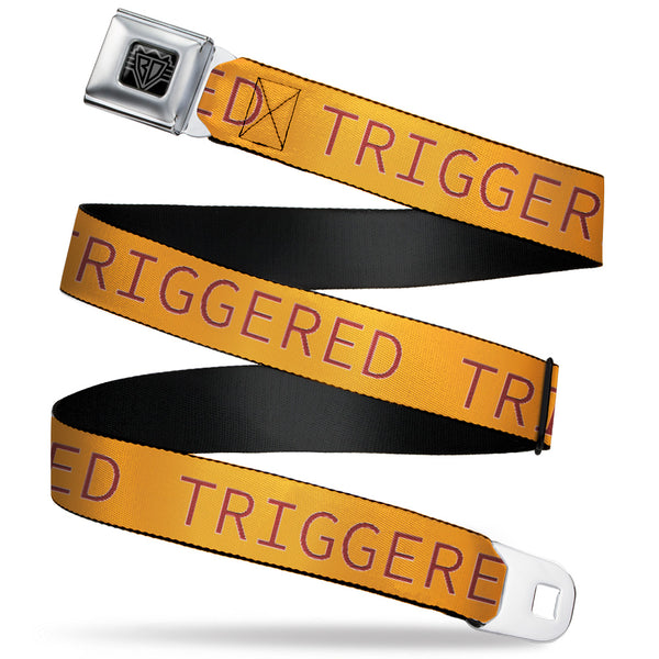 Buckle-Down BD Wings Logo CLOSE-UP Black/Silver Seatbelt Belt - TRIGGERED Orange/Burgundy Webbing