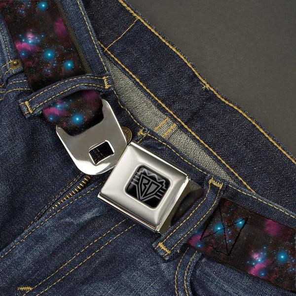 Buckle-Down BD Wings Logo CLOSE-UP Black/Silver Seatbelt Belt - Orion's Belt Constellation Webbing