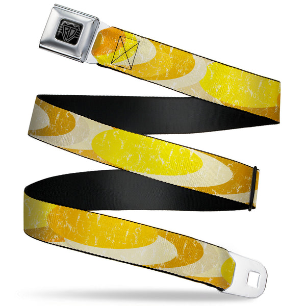 Buckle-Down BD Wings Logo CLOSE-UP Black/Silver Seatbelt Belt - Spots Stacked Weathered Yellows/Browns Webbing