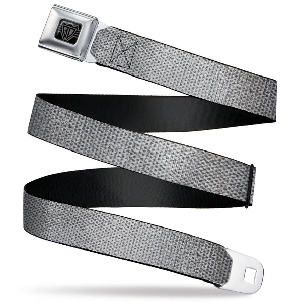 Buckle-Down BD Wings Logo CLOSE-UP Black/Silver Seatbelt Belt - Metallic Silver Webbing