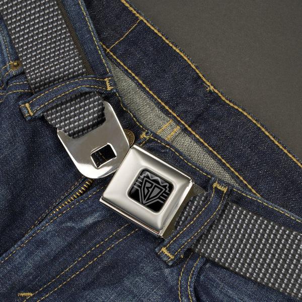 Buckle-Down BD Wings Logo CLOSE-UP Black/Silver Seatbelt Belt - Dot Black/White Webbing