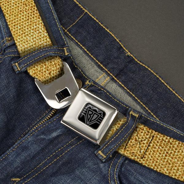 Buckle-Down BD Wings Logo CLOSE-UP Black/Silver Seatbelt Belt - Metallic Gold Webbing