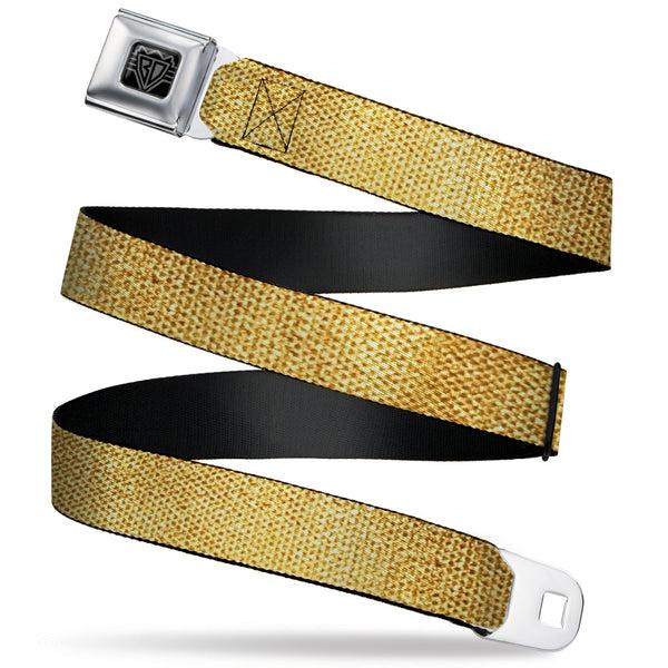 Buckle-Down BD Wings Logo CLOSE-UP Black/Silver Seatbelt Belt - Metallic Gold Webbing