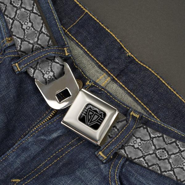 Buckle-Down BD Wings Logo CLOSE-UP Black/Silver Seatbelt Belt - Snake Skin 3 Charcoal/Black Webbing