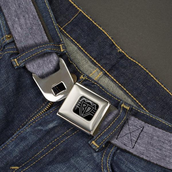 Buckle-Down BD Wings Logo CLOSE-UP Black/Silver Seatbelt Belt - Heather Grays Webbing