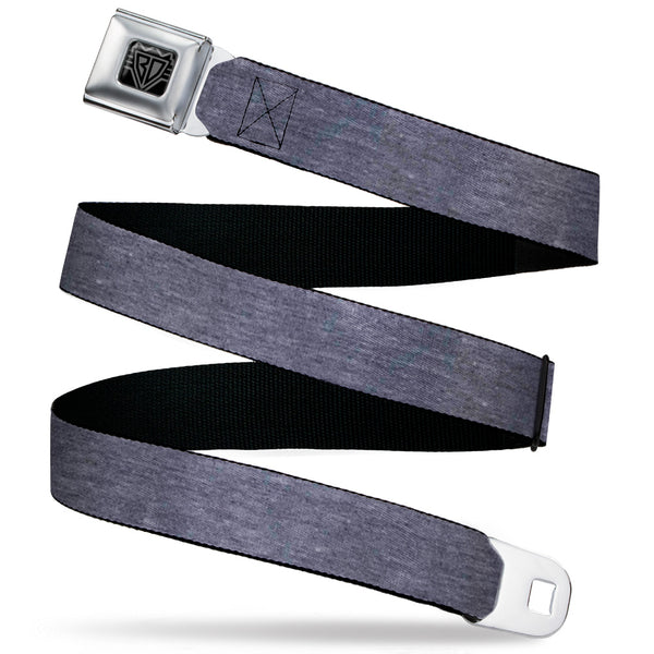 Buckle-Down BD Wings Logo CLOSE-UP Black/Silver Seatbelt Belt - Heather Grays Webbing