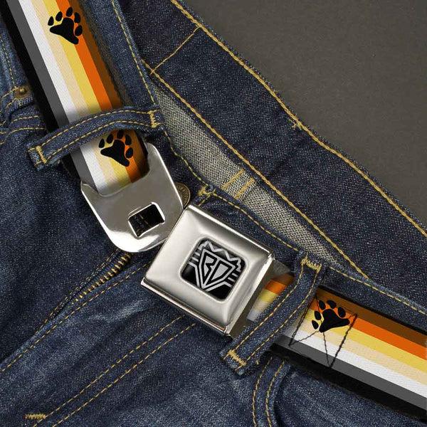 Buckle-Down BD Wings Logo CLOSE-UP Black/Silver Seatbelt Belt - Flag Bear Pride2 Black/Brown/Orange/Yellow/Tan/White/Gray/Black Webbing