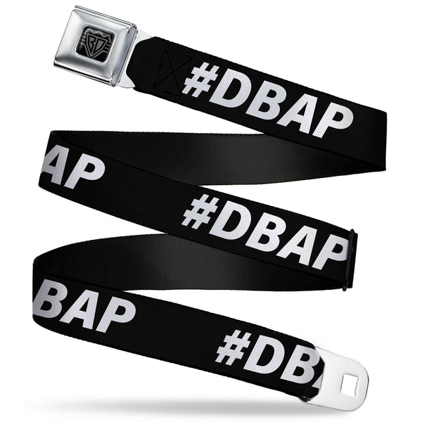 Buckle-Down BD Wings Logo CLOSE-UP Black/Silver Seatbelt Belt - #DBAP Hash Tag Text Black/White Webbing