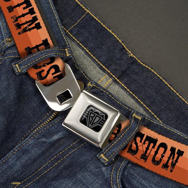 Buckle-Down BD Wings Logo CLOSE-UP Black/Silver Seatbelt Belt - Dallas-Raleigh-Tennessee-Austin-Boston Stripes Browns/Black Webbing