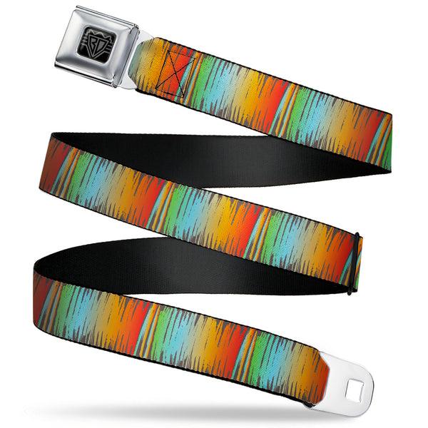Buckle-Down BD Wings Logo CLOSE-UP Black/Silver Seatbelt Belt - Scribble Zarape Fade Brown/Multi Color Webbing