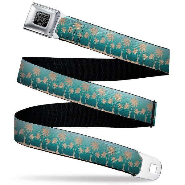 Buckle-Down BD Wings Logo CLOSE-UP Black/Silver Seatbelt Belt - Track Weave Turquoise Blues/Black Webbing