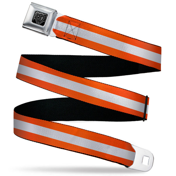 Buckle-Down BD Wings Logo CLOSE-UP Black/Silver Seatbelt Belt - Stripes Orange/White/Orange Webbing