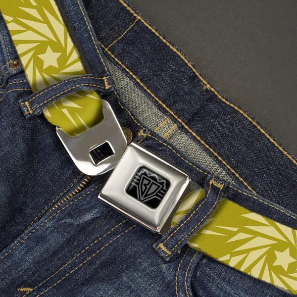 Buckle-Down BD Wings Logo CLOSE-UP Black/Silver Seatbelt Belt - Star Pinwheel Olive Greens Webbing