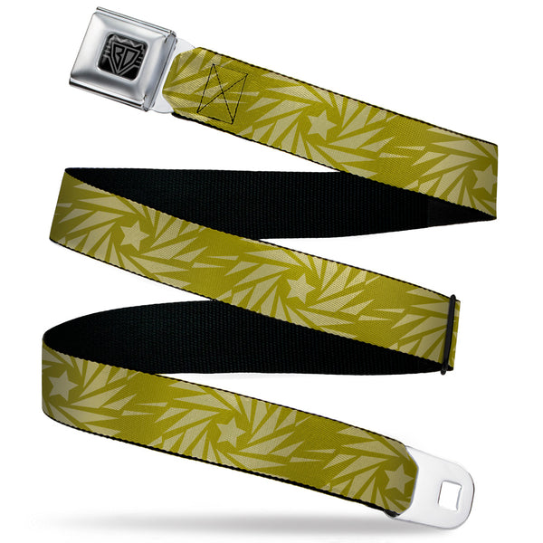 Buckle-Down BD Wings Logo CLOSE-UP Black/Silver Seatbelt Belt - Star Pinwheel Olive Greens Webbing