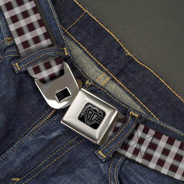 Buckle-Down BD Wings Logo CLOSE-UP Black/Silver Seatbelt Belt - Plaid5 Black/Grays Webbing