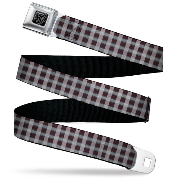 Buckle-Down BD Wings Logo CLOSE-UP Black/Silver Seatbelt Belt - Plaid5 Black/Grays Webbing