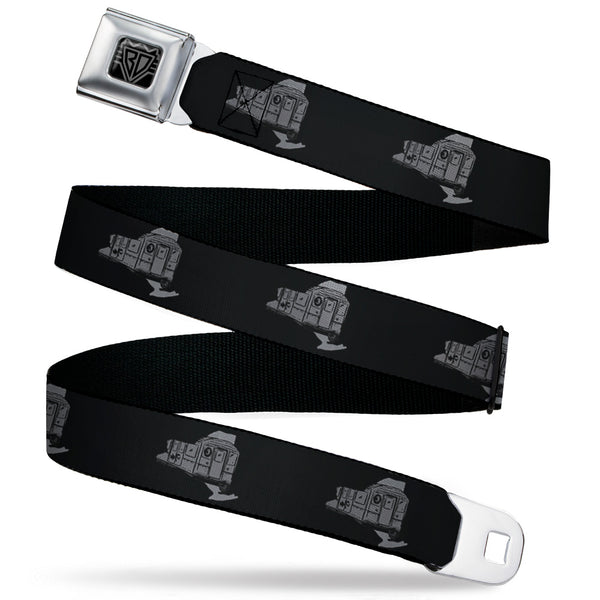 Buckle-Down BD Wings Logo CLOSE-UP Black/Silver Seatbelt Belt - New York State/Subway Train Black/Gray Webbing