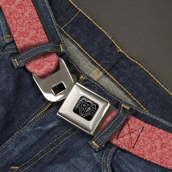 Buckle-Down BD Wings Logo CLOSE-UP Black/Silver Seatbelt Belt - Heather4 Red/White Webbing