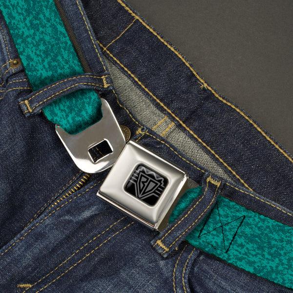 Buckle-Down BD Wings Logo CLOSE-UP Black/Silver Seatbelt Belt - Heather2 Blues Webbing