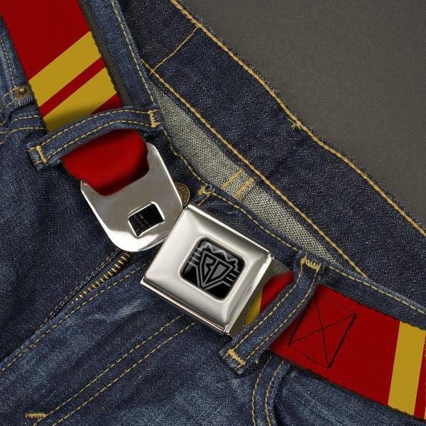 Buckle-Down BD Wings Logo CLOSE-UP Black/Silver Seatbelt Belt - Hash Mark Stripe Double Maroon/Gold Webbing