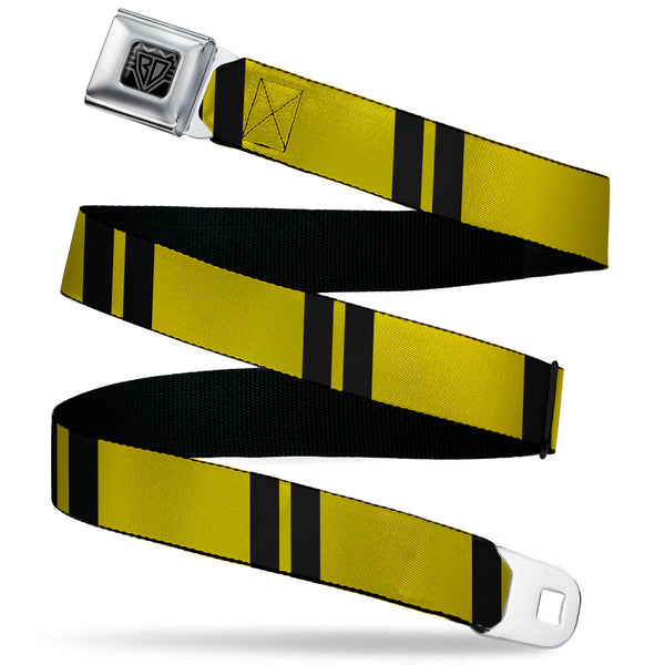 Buckle-Down BD Wings Logo CLOSE-UP Black/Silver Seatbelt Belt - Hash Mark Stripe Double Gold/Black Webbing