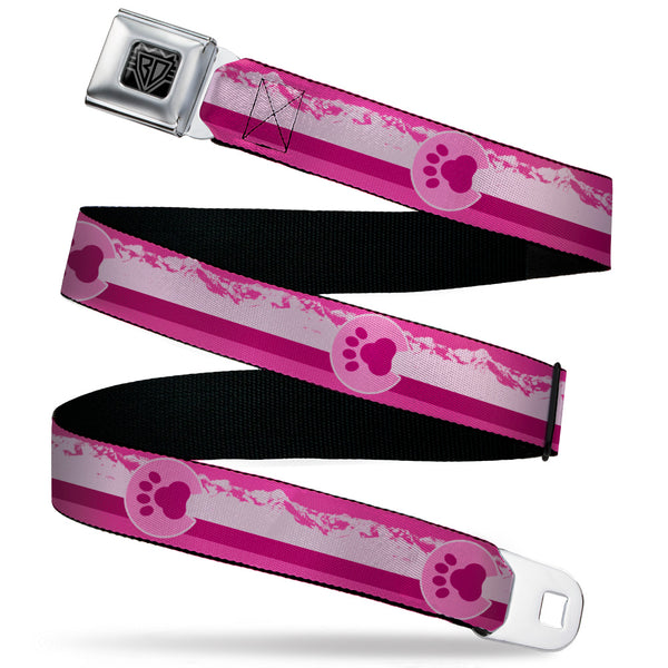 Buckle-Down BD Wings Logo CLOSE-UP Black/Silver Seatbelt Belt - Colorado Paw/Mountains Pinks Webbing