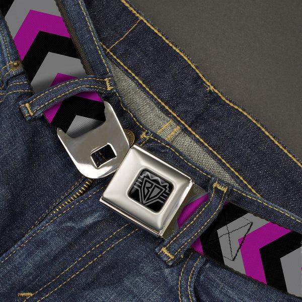 Buckle-Down BD Wings Logo CLOSE-UP Black/Silver Seatbelt Belt - Chevron Purple/Black/Gray Webbing