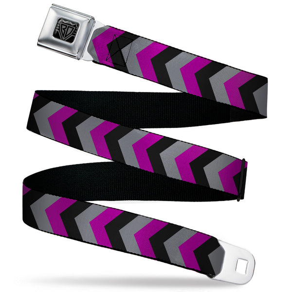 Buckle-Down BD Wings Logo CLOSE-UP Black/Silver Seatbelt Belt - Chevron Purple/Black/Gray Webbing