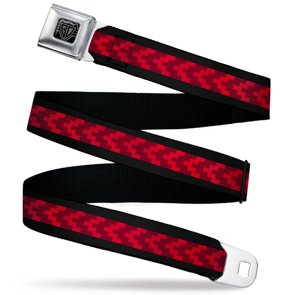 Buckle-Down BD Wings Logo CLOSE-UP Black/Silver Seatbelt Belt - Chevron 8-Bit Black/Reds Webbing