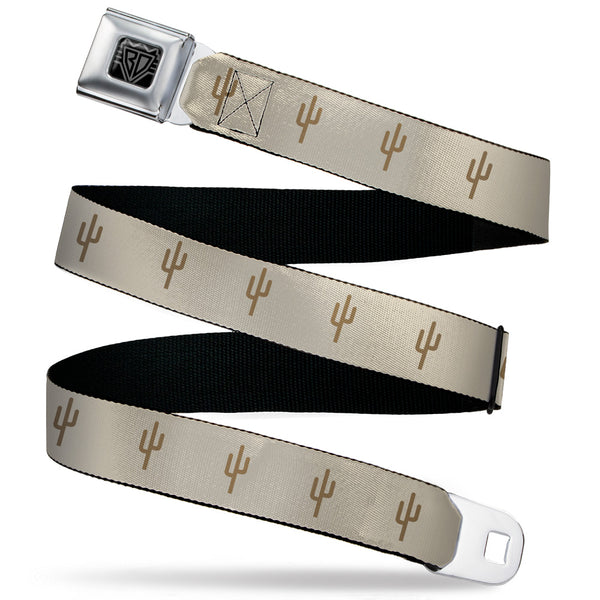 Buckle-Down BD Wings Logo CLOSE-UP Black/Silver Seatbelt Belt - Cacti2 Tans Webbing