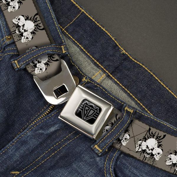 Buckle-Down BD Wings Logo CLOSE-UP Black/Silver Seatbelt Belt - Buckle-Down Die Hard Skull Trio Gray/Black/White Webbing