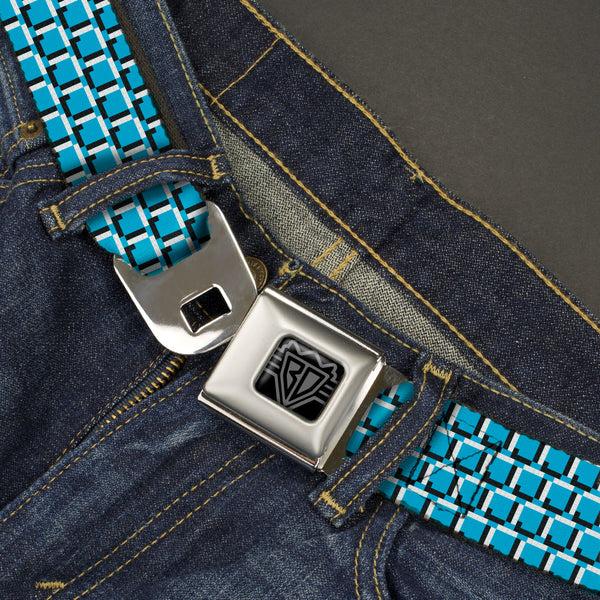 Buckle-Down BD Wings Logo CLOSE-UP Black/Silver Seatbelt Belt - 8-Bit Pixel CLOSE-UP Blue/White/Black Webbing