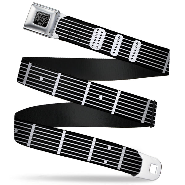 Buckle-Down BD Wings Logo CLOSE-UP Full Color Black Silver Seatbelt Belt - Guitar Neck Black/White Webbing