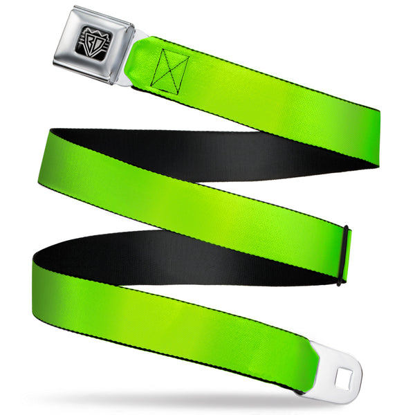 Buckle-Down BD Wings Logo CLOSE-UP Full Color Black Silver Seatbelt Belt - Neon Green Webbing