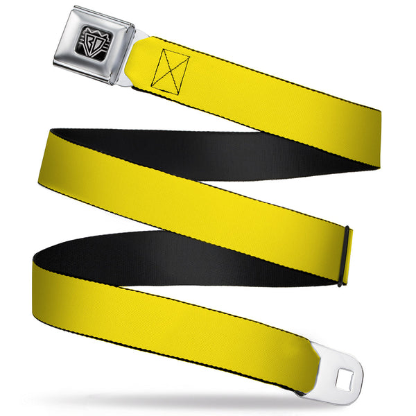 Buckle-Down BD Wings Logo CLOSE-UP Full Color Black Silver Seatbelt Belt - Yellow Webbing