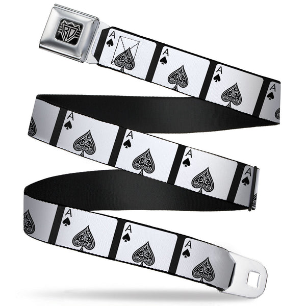 Buckle-Down BD Wings Logo CLOSE-UP Full Color Black Silver Seatbelt Belt - Ace of Spades Webbing