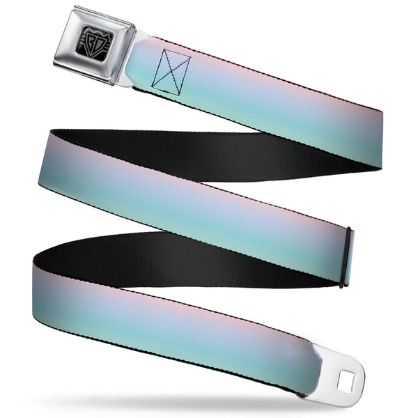 Buckle-Down BD Wings Logo CLOSE-UP Full Color Black Silver Seatbelt Belt - Ombre Pink/Blue-Green Webbing