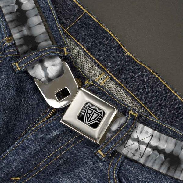 Buckle-Down BD Wings Logo CLOSE-UP Full Color Black Silver Seatbelt Belt - Dental X-Rays Black/White Webbing