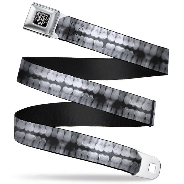 Buckle-Down BD Wings Logo CLOSE-UP Full Color Black Silver Seatbelt Belt - Dental X-Rays Black/White Webbing