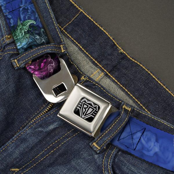 Buckle-Down BD Wings Logo CLOSE-UP Full Color Black Silver Seatbelt Belt - TJ-Bollt Cthulu Webbing
