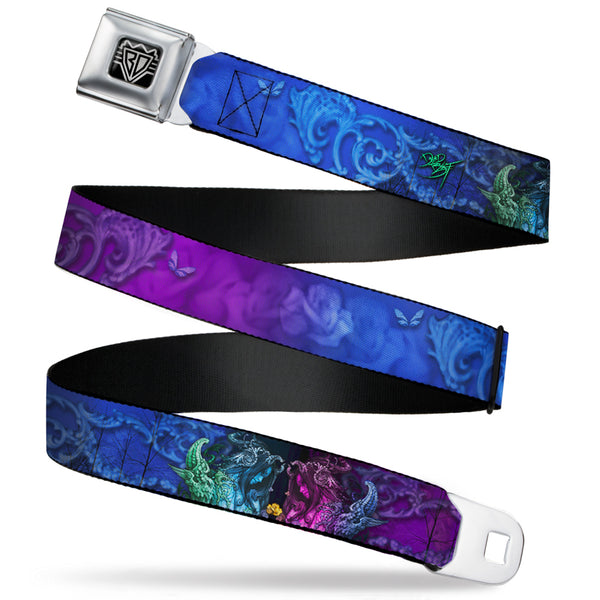Buckle-Down BD Wings Logo CLOSE-UP Full Color Black Silver Seatbelt Belt - TJ-Bollt Cthulu Webbing