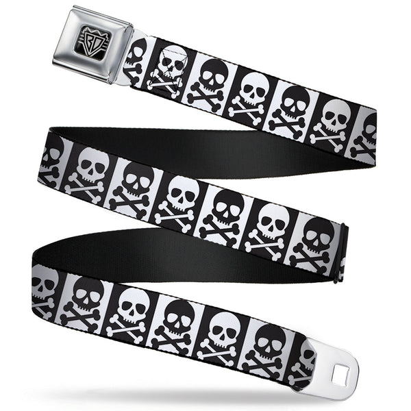 Buckle-Down BD Wings Logo CLOSE-UP Full Color Black Silver Seatbelt Belt - Skull & Cross Bones Blocks Black/White White/Black Webbing