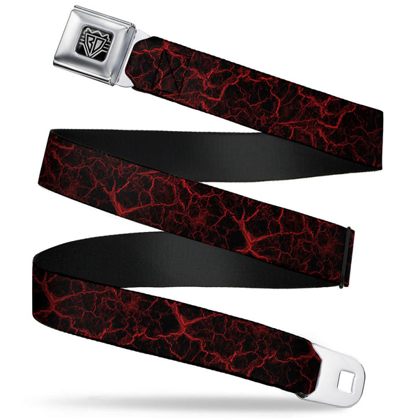 Buckle-Down BD Wings Logo CLOSE-UP Full Color Black Silver Seatbelt Belt - Marble Black/Red Webbing